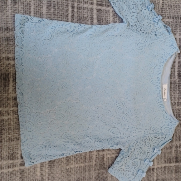 Lace Blouse Top Slit Sleeve W/ Bows Satin Lined Sz S Soft Girl Coquette Blouse - Picture 3 of 12